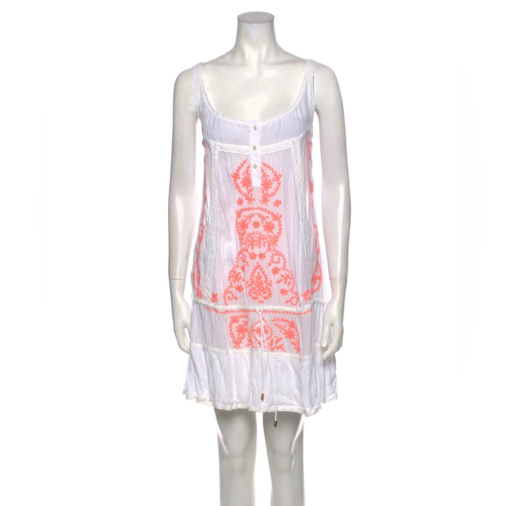 Melissa Odabash- White with coral embroidery- Size Large- worn once